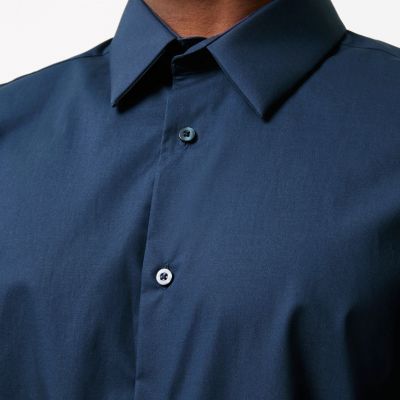 Navy formal slim fit poplin shirt
